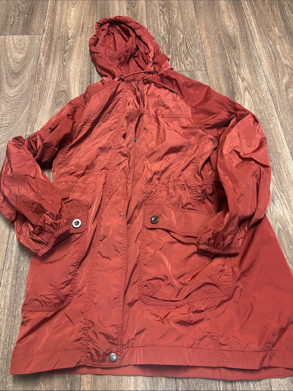 Woman's  Hooded Lightweight Wind Breaker American Eagle Jacket Full Zip Snap